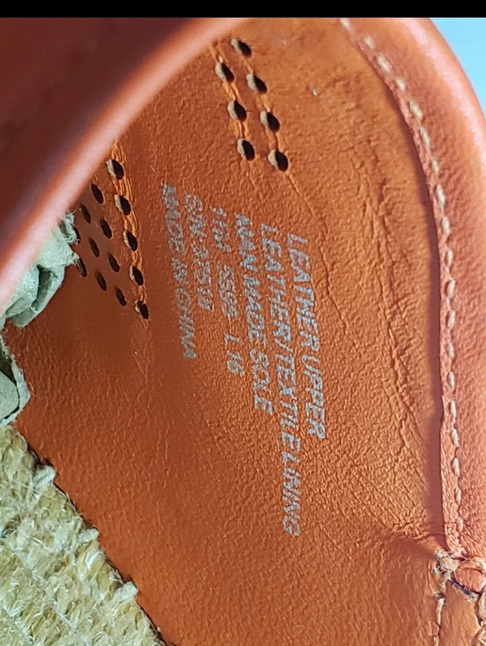 TORY BURCH Leather Perforated Logo Espadrilles Size 11M